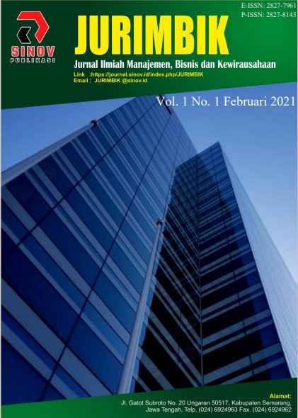 					View Vol. 1 No. 1 (2021): Februari : Jurnal Ilmiah Manajemen, Bisnis dan Kewirausahaan
				