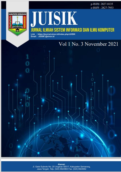 					View Vol. 1 No. 3 (2021): November : Jurnal ilmiah Sistem Informasi dan Ilmu Komputer 
				