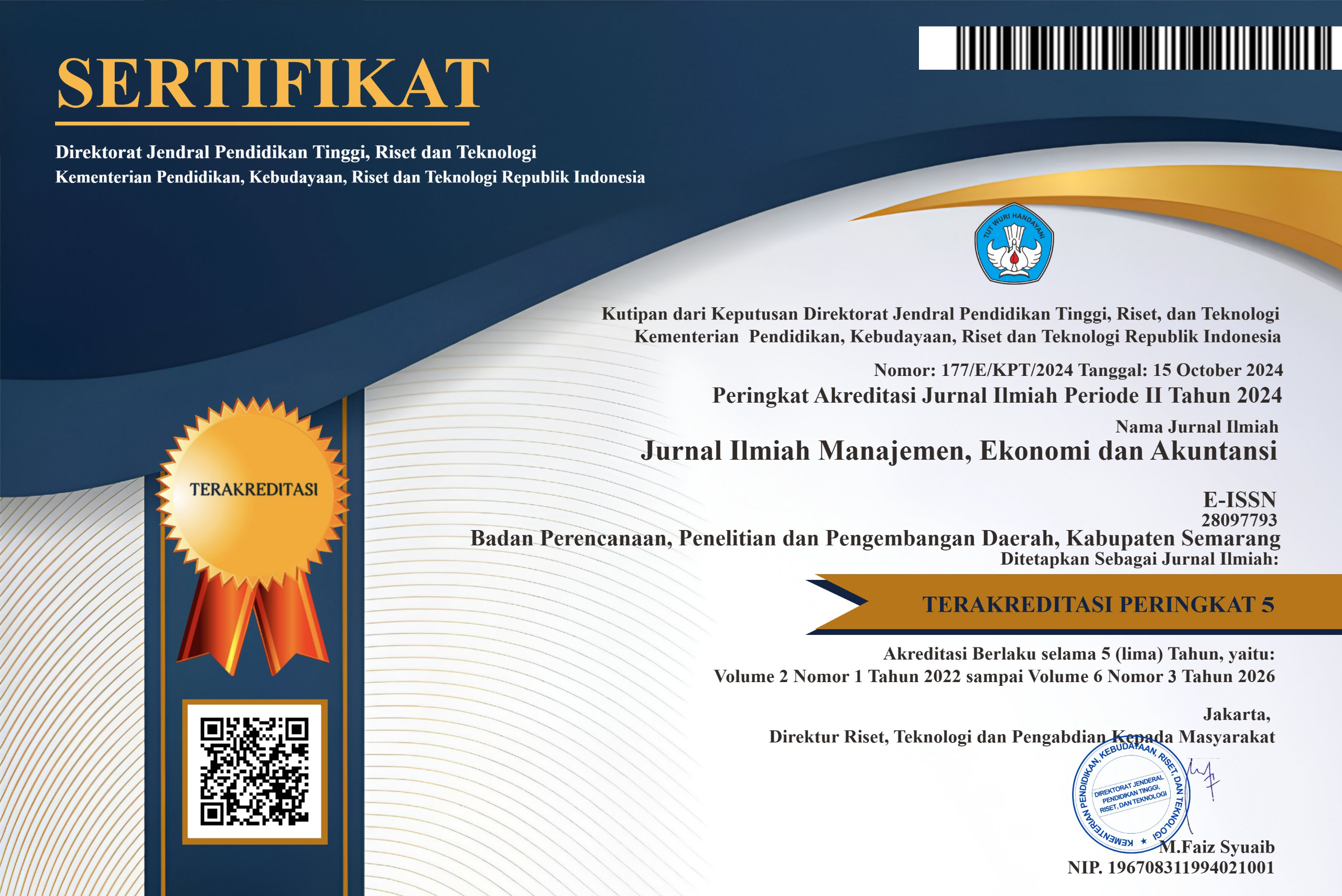 View Vol. 5 No. 1 (2025): Jurnal Ilmiah Manajemen, Ekonomi dan Akuntansi